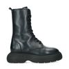 Schwarze Leder-Schnürstiefeletten mit chunky Sohle