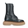 Schwarze Schnürstiefeletten mit camelfarbener Sohle