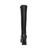 Schwarze Lederstiefel mit hohem Schaft und Blockabsatz
