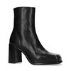 Schwarze Leder-Stiefeletten mit Blockabsatz