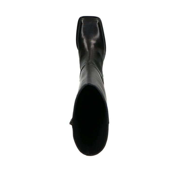 Schwarze Stiefel mit hohem Schaft und Blockabsatz