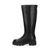 Schwarze Lederstiefel mit hohem Schaft