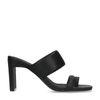 Schwarze Leder-Mules mit geradem Absatz