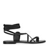 Flache schwarze Ledersandalen mit Schnürung