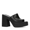 Schwarze Leder-Mules mit chunky Absatz