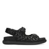 Schwarze Ledersandalen mit Stickerei