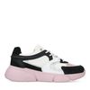 Schwarze Sneaker mit rosafarbener Sohle