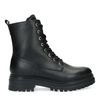 Schwarze Leder-Schnürstiefeletten mit Faux Fur