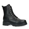 Schwarze Leder-Schnürstiefeletten mit Faux Fur