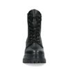 Schwarze Leder-Schnürstiefeletten mit Faux Fur