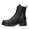 Schwarze Leder-Schnürstiefeletten mit Faux Fur