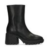 Schwarze Lederstiefeletten mit chunky Absatz