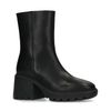 Schwarze Lederstiefeletten mit chunky Absatz