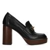 Schwarze Leder-Loafer mit Absatz