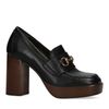 Schwarze Leder-Loafer mit Absatz