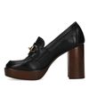 Schwarze Leder-Loafer mit Absatz