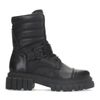 Schwarze Leder-Schnürstiefeletten mit Details