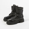 Schwarze Leder-Schnürstiefeletten mit Details