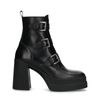 Schwarze Biker Boots aus Leder mit Plateausohle