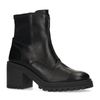 Schwarze Lederstiefeletten mit chunky Absatz