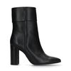 Schwarze Lederstiefeletten mit Absatz