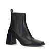 Schwarze Lederstiefeletten mit Blockabsatz