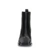 Schwarze Lederstiefeletten mit Blockabsatz
