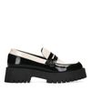 Schwarze Plateau-Loafer mit weißen Details