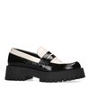 Schwarze Plateau-Loafer mit weißen Details