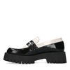 Schwarze Plateau-Loafer mit weißen Details
