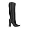 Kniehohe schwarze Lederstiefel mit Absatz