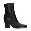 Schwarze Lederstiefeletten mit Absatz