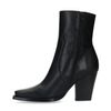 Schwarze Lederstiefeletten mit Absatz