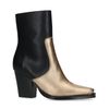 Schwarze Lederstiefeletten mit Absatz und goldenen Details