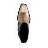 Schwarze Lederstiefeletten mit Absatz und goldenen Details