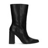Schwarze Lederstiefeletten mit Absatz