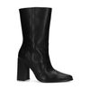 Schwarze Lederstiefeletten mit Absatz