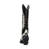 Beigefarbene Leder-Cowboystiefel mit offwhite Details