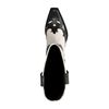 Beigefarbene Leder-Cowboystiefel mit offwhite Details
