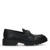 Schwarze chunky Loafer mit silberfarbener Kette