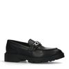 Schwarze chunky Loafer mit silberfarbener Kette