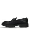 Schwarze chunky Loafer mit silberfarbener Kette