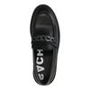 Schwarze chunky Loafer mit silberfarbener Kette
