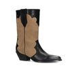Beigefarbene Western Boots aus Leder mit schwarzen Details