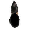 Beigefarbene Western Boots aus Leder mit schwarzen Details