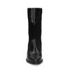 Schwarze Leder-Cowboystiefeletten mit Veloursleder-Details