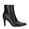 Schwarze Lederstiefeletten mit Pfennigabsatz