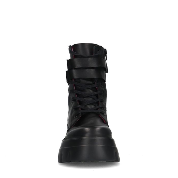 Schwarze Schnürboots aus Leder