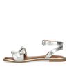 Silberne Metallic-Sandalen mit Rüschen