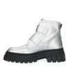 Silberfarbene Biker Boots mit Schnallen